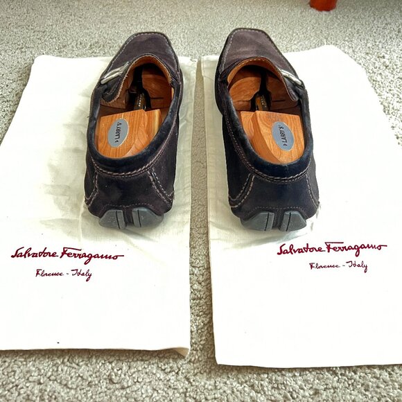 $995 Authentic SALVATORE FERRAGAMO Made in ITALY Brown Suede Loafers Sz.9.5 EE main image 11